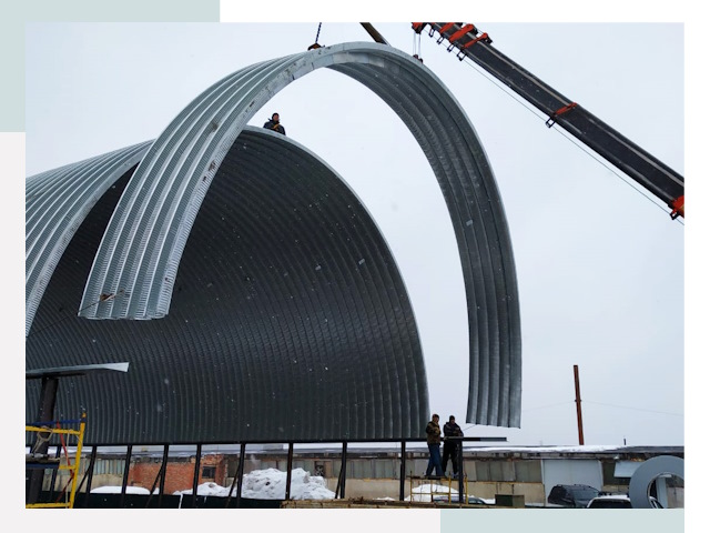 Полукруглые ангары в Дзержинском